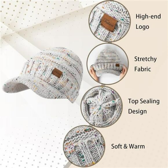 Winter Hats for Women - Thick Warm Stylish Knit Beanie Hat Soft Stretch Cute - Picture 4 of 8